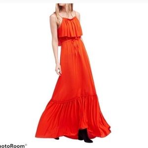 Free People Red Ruffly Maxi Dress